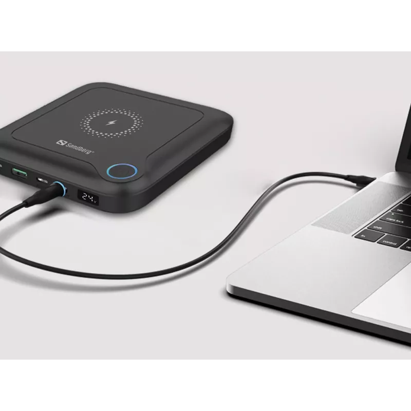 Sandberg All-in1 sülearvuti akupank 24000, 24000 mAh, Quick Charge 2.0, juhtmevaba laadimine, must