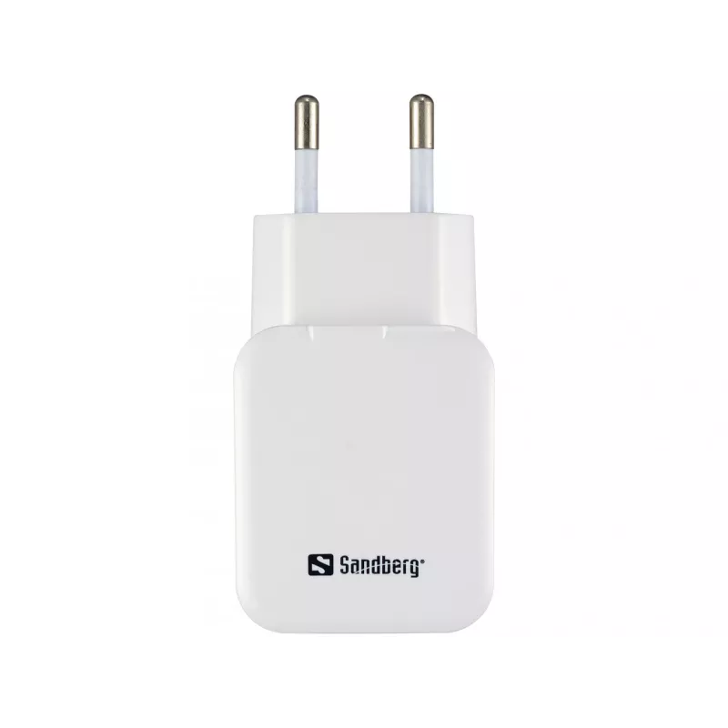 Sandberg AC Charger Dual USB 2.4+1A EL, siseruumides, vahelduvvool, USB, 5 V, must, valge