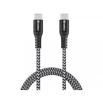 Sandberg Survivor USB-C kaabel 1M 100W, 1 m, USB C, USB C, USB 2.0, Must, Hall