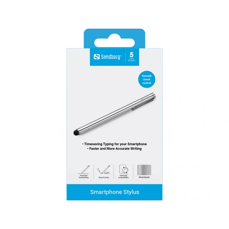 Sandberg Smartphone Stylus, Mobiiltelefon/nutitelefon, Hõbedane, 5 g, 140 mm, 7 mm, 7 mm