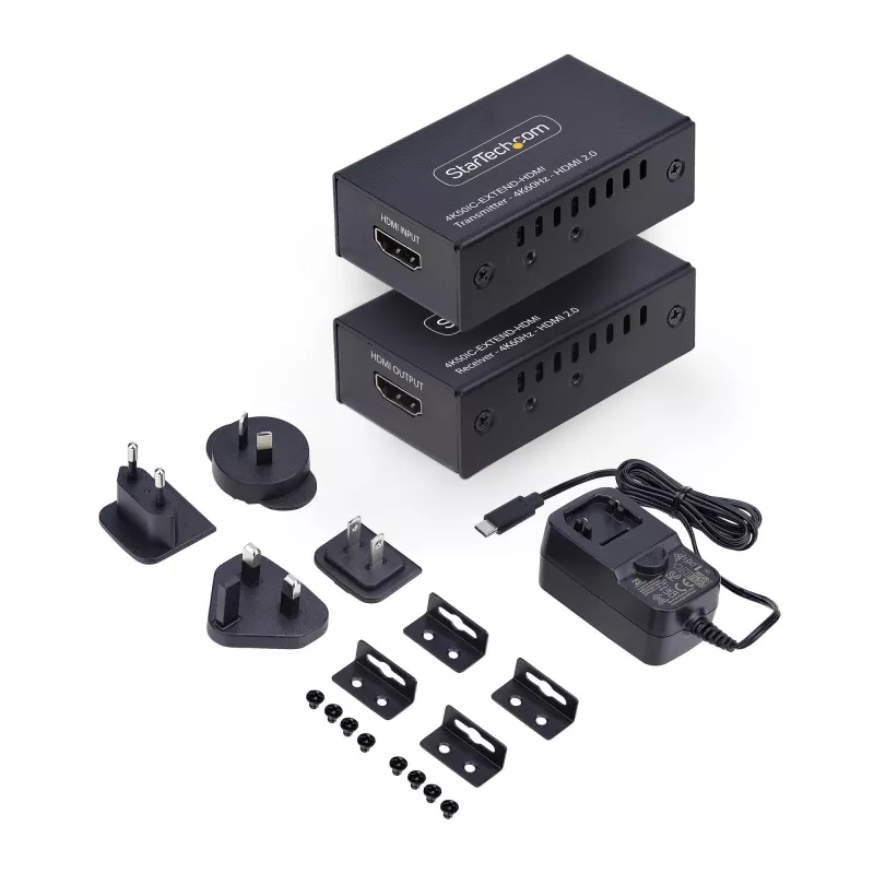 StarTech.com HDMI pikendaja üle CAT5e/CAT6, 4K 60 Hz, kuni 60 m, saatja ja vastuvõtja komplekt, toide kaabli kaudu, kompaktne vormitegur