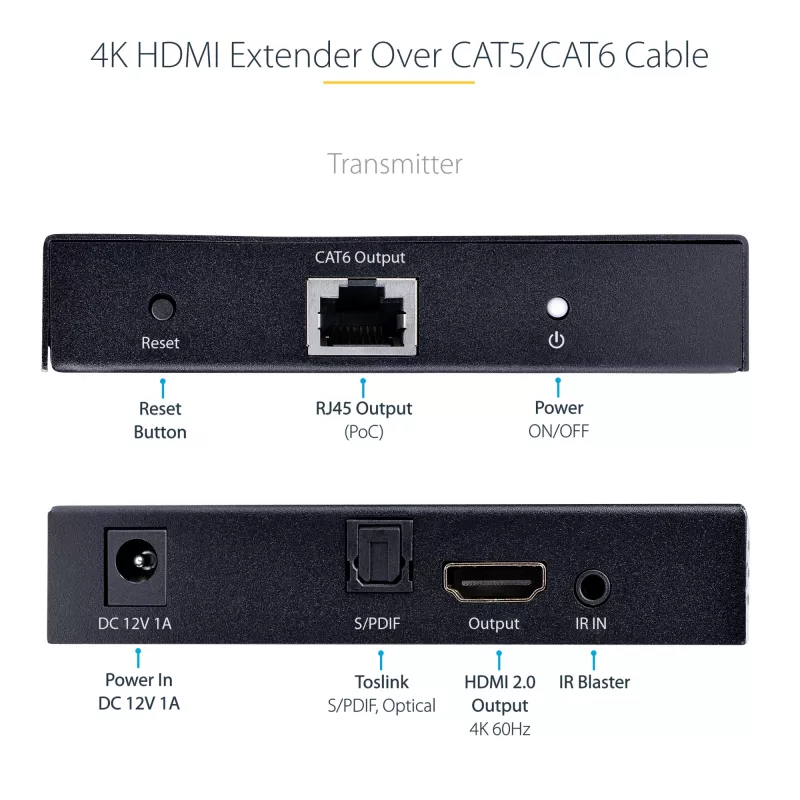 StarTech.com 4K70IC-EXTEND-HDMI AV-pikendaja AV-saatja ja -vastuvõtja Must