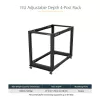 StarTech.com 4-Post 15U Mobile Open Frame Server Rack, Four Post 19 inch võrk Rack with Wheels, Rolling Rack with Adjustable Depth for Computer/AV/Data/IT Equipment - Casters, Leveling Feet or Floor Mounting