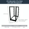 StarTech.com 4-Post 25U Mobile Open Frame Server Rack, Four Post 19in võrk Rack with Wheels, Rolling Rack with Adjustable Depth for Computer/AV/Data/IT Equipment - Casters, Leveling Feet or Floor Mounting