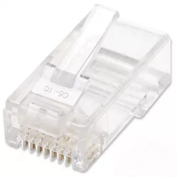 Intellinet RJ45 modulaarpistikud, Cat6, UTP, 2-hambaline, keerutatud juhtmele, 15 µ kullatud kontaktidega, 100 tk