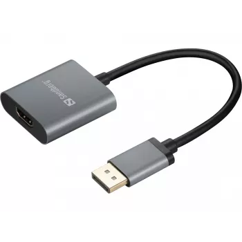Sandberg DisplayPort 1.4 HDMI 2.0 4K adapter, DisplayPort, HDMI tüüp A (standard), isane, emane, 3840 x 2160 pikslit, 6 Gbit/s