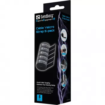 Sandberg kaabel Velcro Strap 5-pack, takjakinnitusega kaabliside, Must, 1000 mm, 73 g, 50 mm, 50 mm