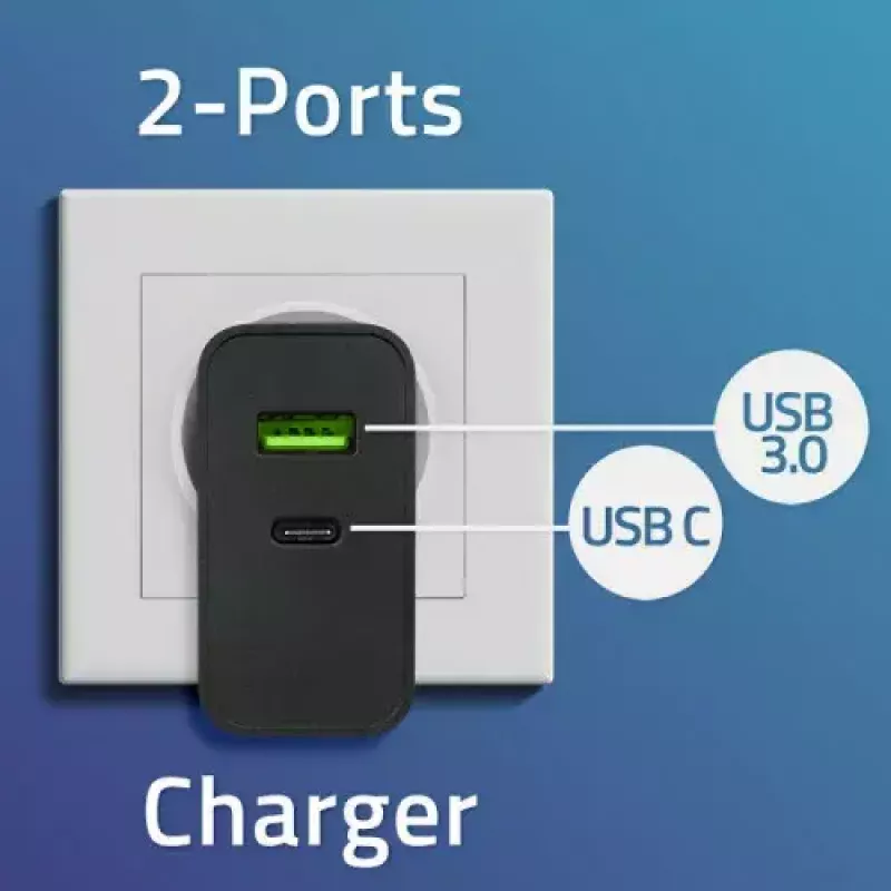 Laadija Qoltec 52378 sise-AC kiirlaadimine 3A USB USB-C must