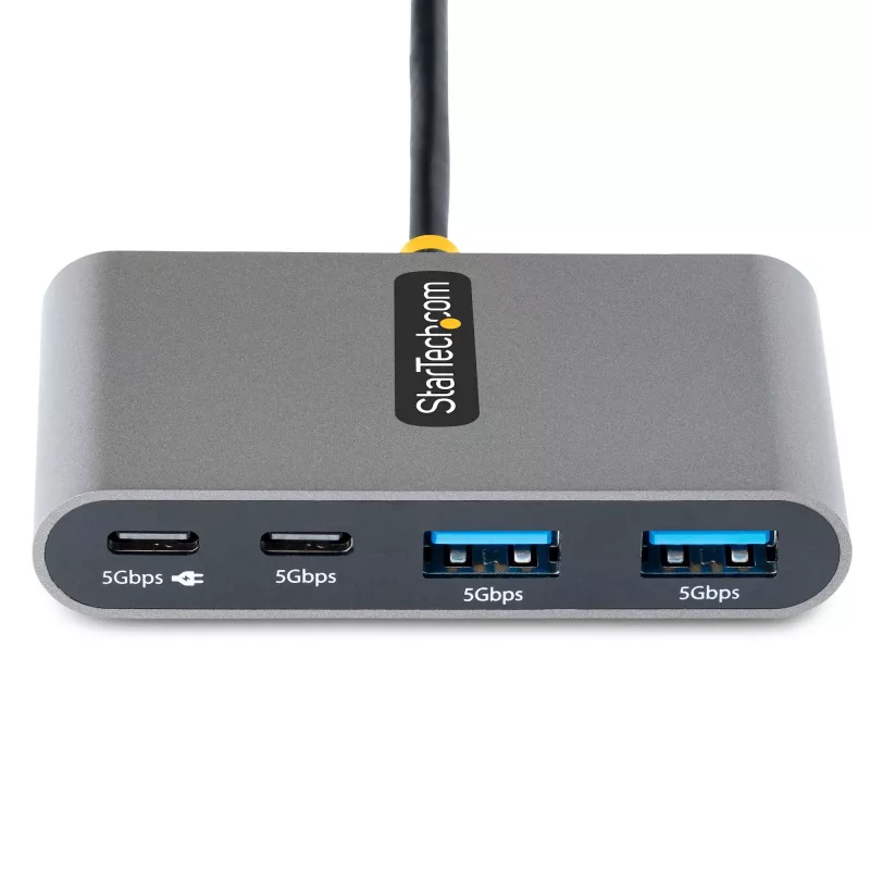 StarTech.com 4-pordiline USB-C-jaotur 100 W toiteedastuse läbipääsuga – 2x USB-A + 2x USB-C – USB 3.0 5 Gbit/s – 1 jala (30 cm) pikk kaabel – kaasaskantav USB USB-C–USB-A/C jaotur