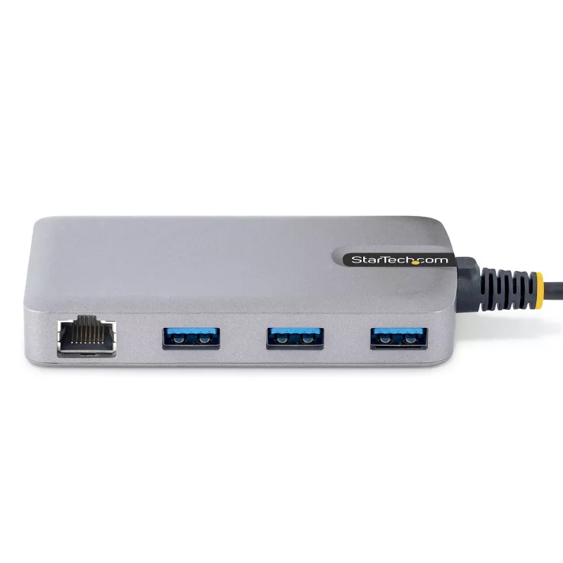 StarTech.com 3-pordiline USB-C jaotur Ethernetiga - 3x USB-A porti, Gigabit Ethernet RJ45, USB 3.0 5Gbps, siinivõimsusel, 1ft/30cm pikk kaabel - kaasaskantav sülearvuti USB USB-C jaoturi adapter GbE-ga
