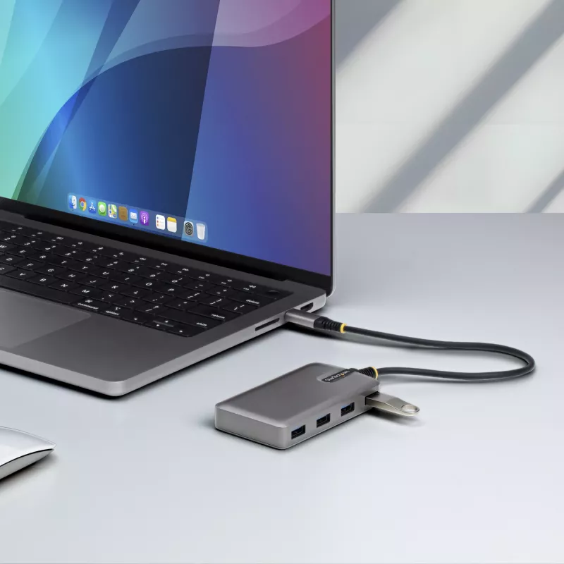 StarTech.com 4-pordiline USB-C jaotur – 5 Gbps – siinitoitetoide – USB-C kuni 4x USB-A jaotur koos valikulise abitoitesisendiga – kaasaskantav laua-/sülearvuti USB-jaotur – 1 jala (30 cm) pikkune kaabel – USB-laiendusjaotur