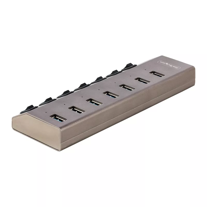 StarTech.com 7-pordiline toitega USB-C jaotur individuaalsete sisse-/väljalülituslülititega, USB 3.0 5 Gbps laiendusjaotur toiteplokiga, laua-/sülearvuti USB-C–USB-A jaotur, USB USB-C jaotur BC 1.2-ga
