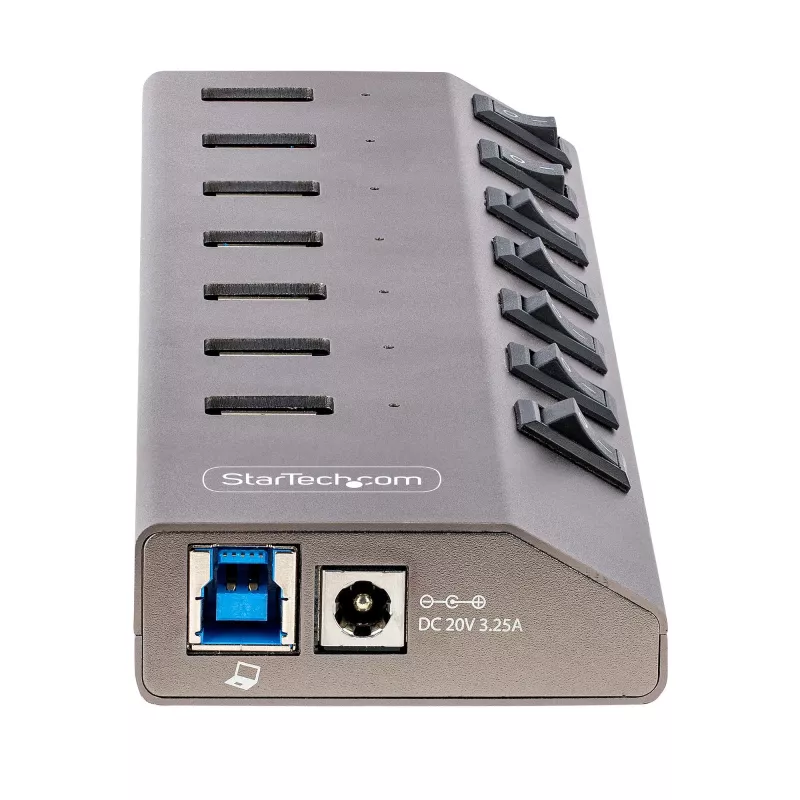 StarTech.com 7-pordiline toitega USB-C jaotur individuaalsete sisse-/väljalülituslülititega, USB 3.0 5 Gbps laiendusjaotur toiteplokiga, laua-/sülearvuti USB-C–USB-A jaotur, USB USB-C jaotur BC 1.2-ga