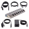 StarTech.com 7-pordiline toitega USB-C jaotur individuaalsete sisse-/väljalülituslülititega, USB 3.0 5 Gbps laiendusjaotur toiteplokiga, laua-/sülearvuti USB-C–USB-A jaotur, USB USB-C jaotur BC 1.2-ga