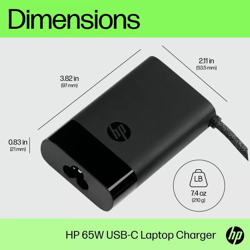 HP USB-C 65W sülearvuti laadija, sülearvuti, sisetingimustesse, 90 V, 47–63 Hz, 65 W, 5–20 V