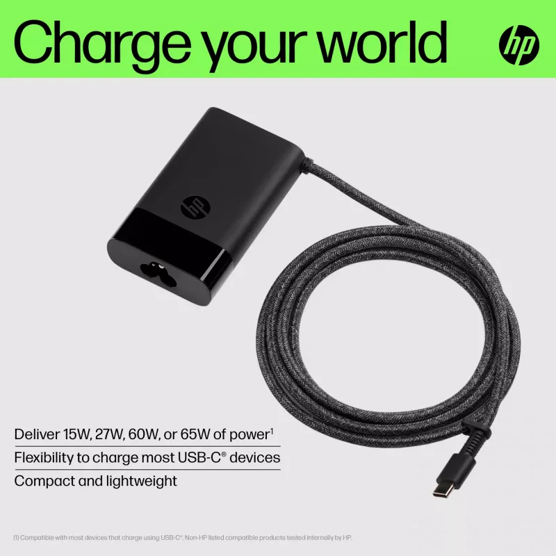 HP USB-C 65W sülearvuti laadija, sülearvuti, sisetingimustesse, 90 V, 47–63 Hz, 65 W, 5–20 V