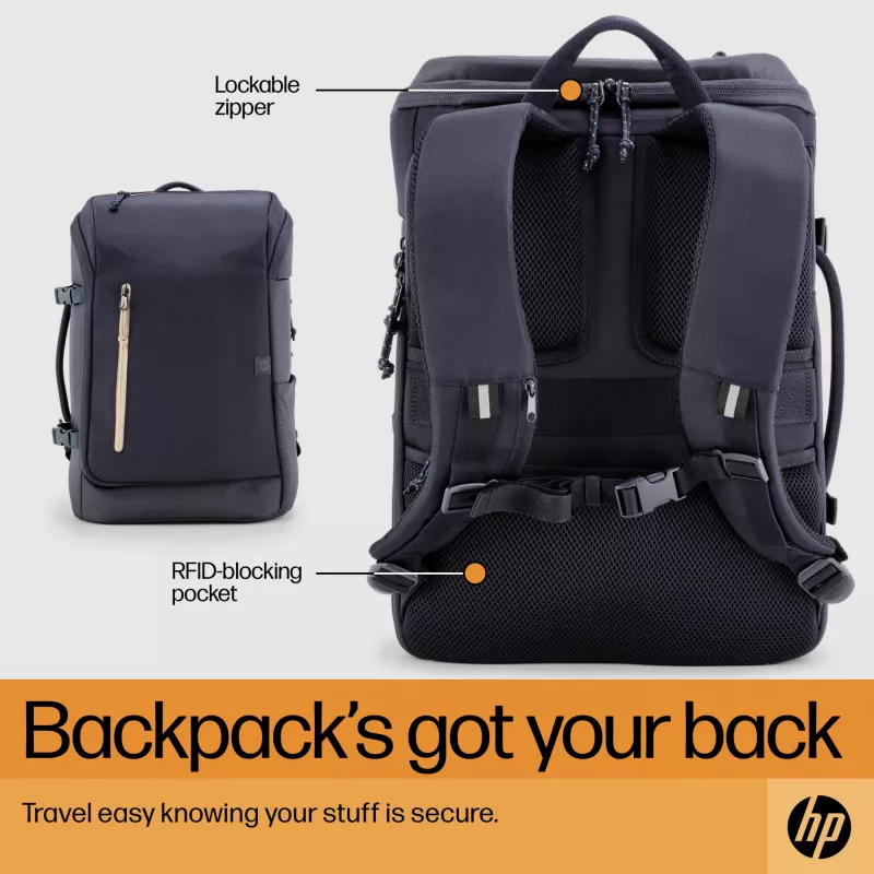 HP Travel 25 liitrit 15.6 raudhall sülearvuti seljakott, seljakott, 39,6 cm (15,6 tolli), 860 g