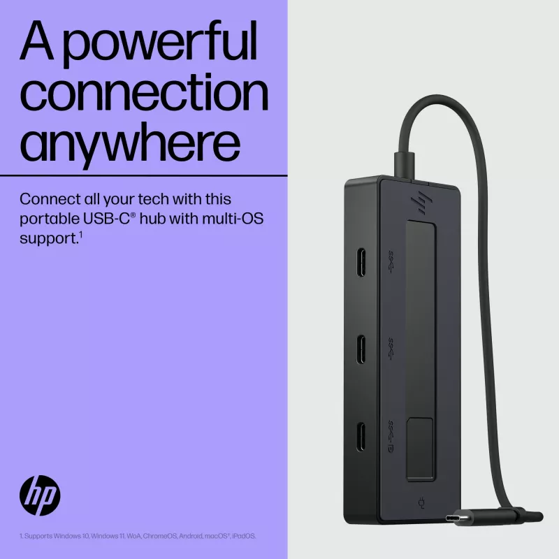 HP 4K USB-C Multiport Hub, USB USB-C, USB 3.2 Gen 2 (3.1 Gen 2) USB-C, 10000 Mbit/s, must, 4K Ultra HD, Hiina