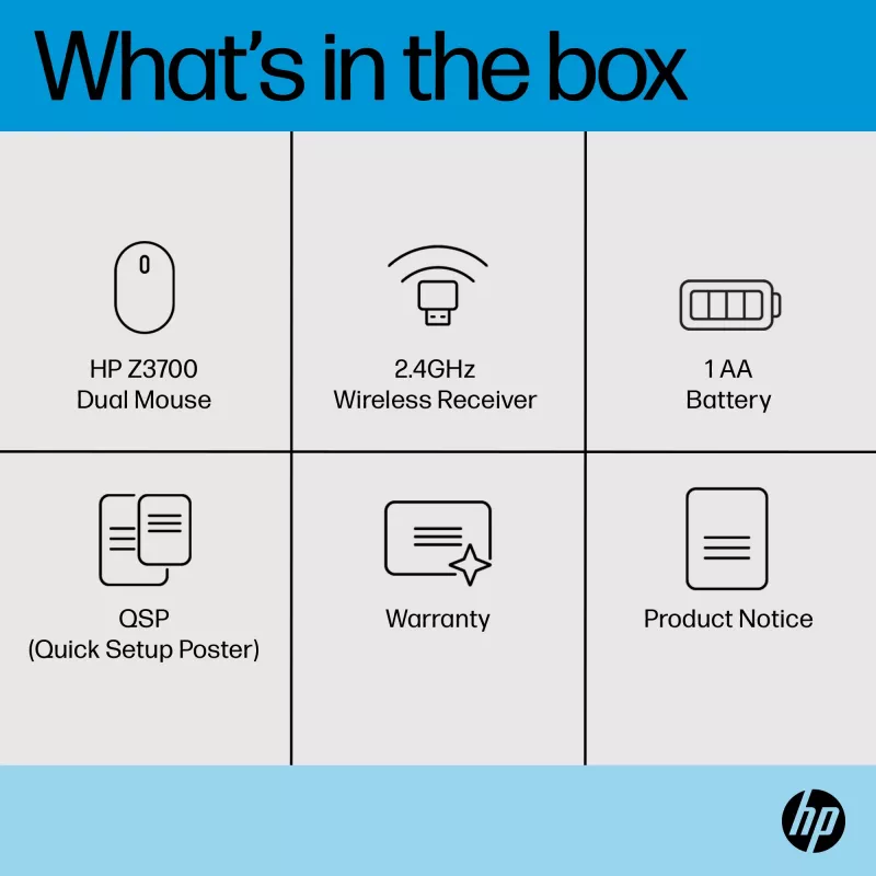 HP Z3700 Dual must hiir, mõlemakäeline, RF-juhtmevaba, 1600 DPI, must