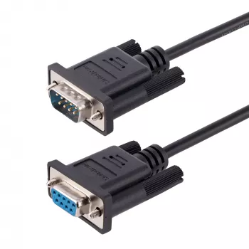 StarTech.com 3m RS232 jada-nullmodemkaabel, ristühendusega jadakaabel Al-Mylar-varjestusega, DB9 jada-COM-pordi kaabel emane-isasele, ühildub DTE-seadmetega, must, F/M