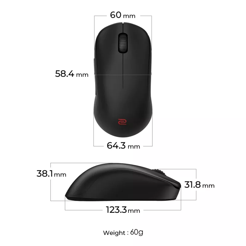 ZOWIE U2-DW hiir Mängimine Paremakäeline RF-traadita 3200 DPI