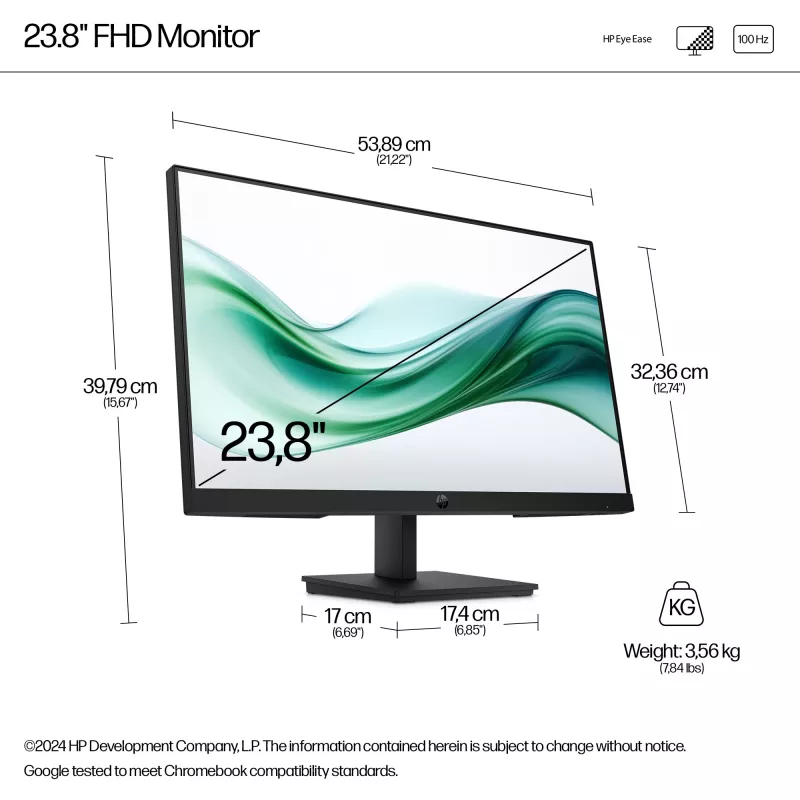 HP Series 3 Pro 23,8-tolline FHD monitor - 324pv, 60,5 cm (23,8 tolli), 1920 x 1080 pikslit, Full HD, LCD, 5 ms, must
