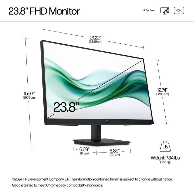 HP Series 3 Pro 23,8-tolline FHD monitor - 324pv, 60,5 cm (23,8 tolli), 1920 x 1080 pikslit, Full HD, LCD, 5 ms, must