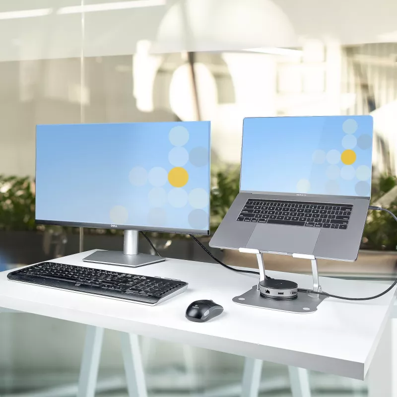 StarTech.com sülearvuti alus lauale, ergonoomiline reguleeritava kõrgusega sülearvuti alus, alumiinium, kaasaskantav, toetab kuni 10 kg, kokkupandav sülearvuti hoidik lauale - nurga all sülearvuti tõstuk/aluspind