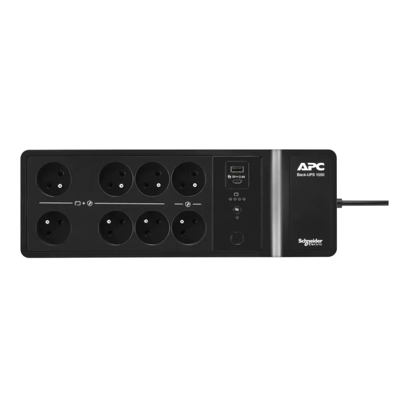 APC Back-UPS, 1050VA/600W põranda/seinale kinnitatav, 230V, 8x Prantsuse/Belgia pistikupesa, USB Type A+C port, kasutaja vahetatav aku