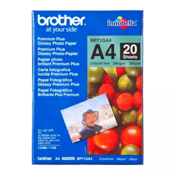 Brother A4 läikpaber, 260 g/m², A4, sinine, punane, 20 lehte, 265 µm, 100 aastat