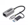 StarTech.com USB-C Etherneti adapter koos USB-A pesaga, 10/100/1000 Mbps, USB 3.0 kuni Gigabit Ethernet võrguadapter, 6in/15cm külge kinnitatud kaabel, USB GbE adapter