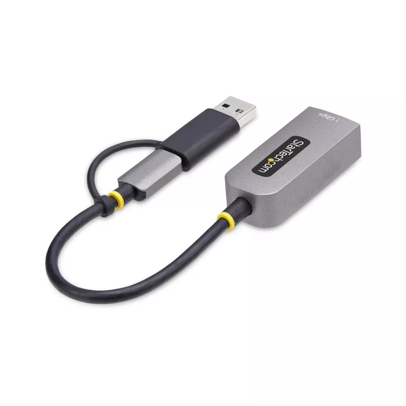 StarTech.com USB-C Etherneti adapter koos USB-A pesaga, 10/100/1000 Mbps, USB 3.0 kuni Gigabit Ethernet võrguadapter, 6in/15cm külge kinnitatud kaabel, USB GbE adapter