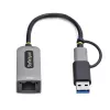 StarTech.com USB-C Etherneti adapter koos USB-A pesaga, 10/100/1000 Mbps, USB 3.0 kuni Gigabit Ethernet võrguadapter, 6in/15cm külge kinnitatud kaabel, USB GbE adapter