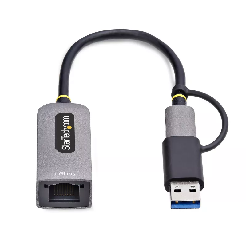 StarTech.com USB-C Etherneti adapter koos USB-A pesaga, 10/100/1000 Mbps, USB 3.0 kuni Gigabit Ethernet võrguadapter, 6in/15cm külge kinnitatud kaabel, USB GbE adapter