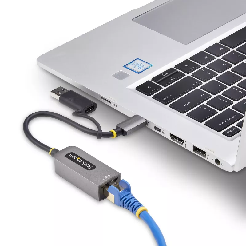 StarTech.com USB-C Etherneti adapter koos USB-A pesaga, 10/100/1000 Mbps, USB 3.0 kuni Gigabit Ethernet võrguadapter, 6in/15cm külge kinnitatud kaabel, USB GbE adapter