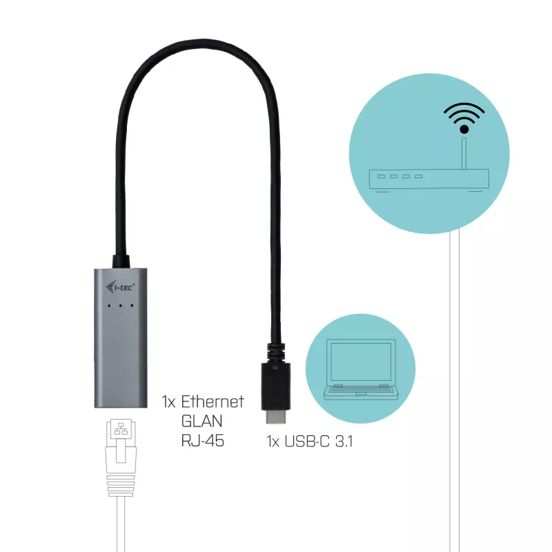 i-tec Metal USB-C Gigabit Ethernet Adapter, juhtmega, USB USB-C, Ethernet, 1000 Mbit/s, Hall