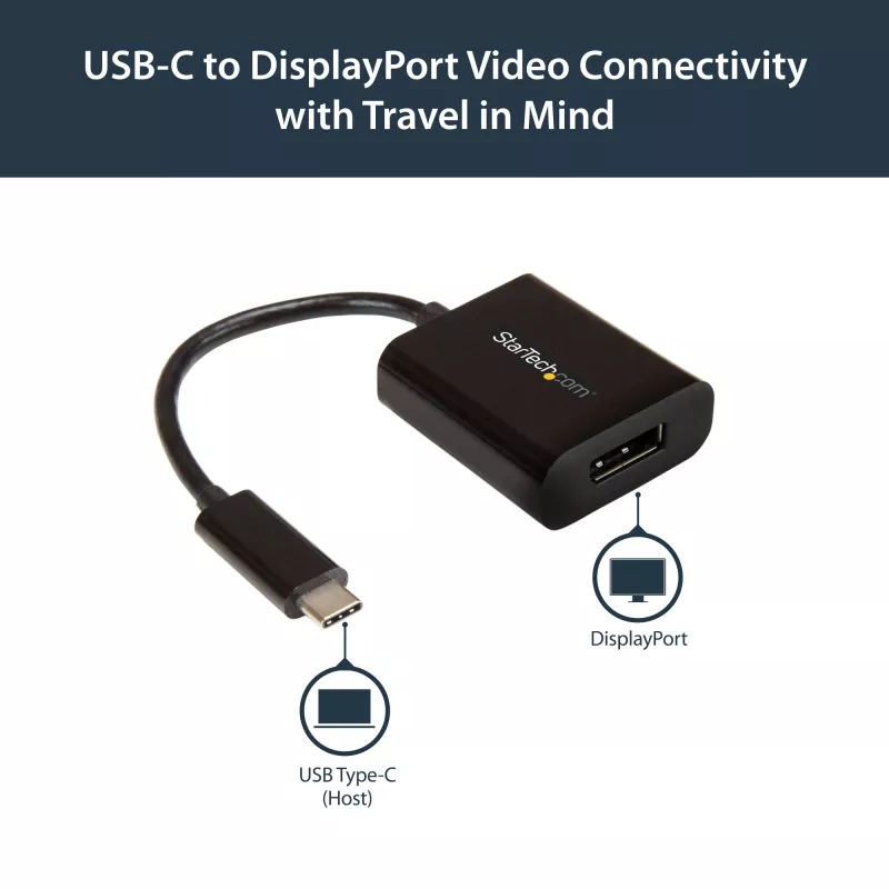 StarTech.com USB-C - DisplayPort adapter - 4K 60 Hz / 8K 30 Hz - USB USB-C - DP 1.4 HBR2 adapteri dongel - kompaktne USB-C (DP Alt Mode) monitori videomuundur - Thunderbolt 3 ühilduv