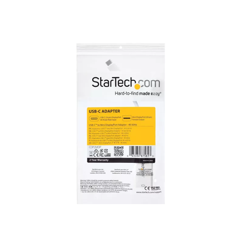 StarTech.com USB-C–Mini DisplayPort adapter – 4K 60 Hz – valge – USB 3.1 USB-C–Mini DP adapter – täiendatud versioon on CDP2MDPEC