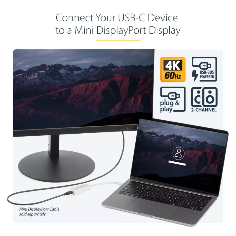 StarTech.com USB-C–Mini DisplayPort adapter – 4K 60 Hz – valge – USB 3.1 USB-C–Mini DP adapter – täiendatud versioon on CDP2MDPEC