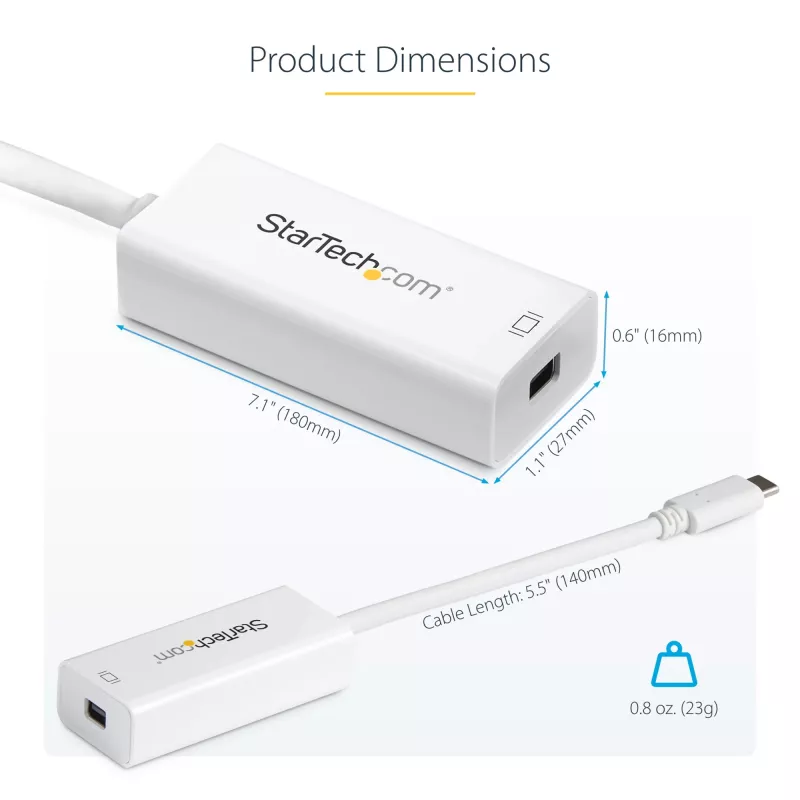 StarTech.com USB-C–Mini DisplayPort adapter – 4K 60 Hz – valge – USB 3.1 USB-C–Mini DP adapter – täiendatud versioon on CDP2MDPEC