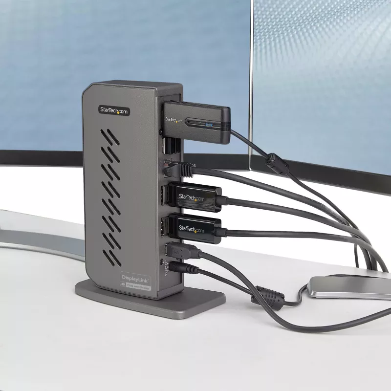 StarTech.com USB-C USB-A dokk – hübriidne universaalne USB 3.0 dokkimisjaam USB-C või USB-A sülearvutile – kahe monitori 4K 60Hz HDMI/DisplayPort – 6x USB-A, GbE – USB 3.1 Gen 1 – Windows/Mac