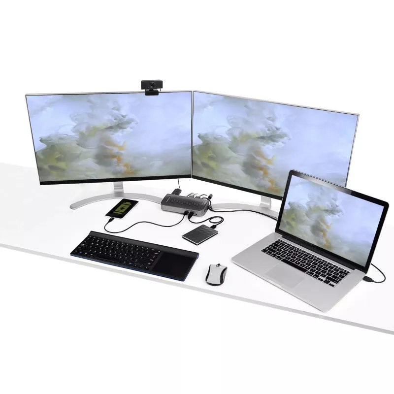StarTech.com USB-C USB-A dokk – hübriidne universaalne USB 3.0 dokkimisjaam USB-C või USB-A sülearvutile – kahe monitori 4K 60Hz HDMI/DisplayPort – 6x USB-A, GbE – USB 3.1 Gen 1 – Windows/Mac