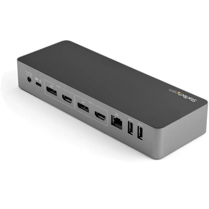 StarTech.com universaalne sülearvuti dokkimisjaam, hübriidne USB-C ja USB-A dokk, kahe 4K DP ja HDMI, 100W PD, Mac / Windows / Chrome OS, 4x USB 5Gbps jaotur, GbE