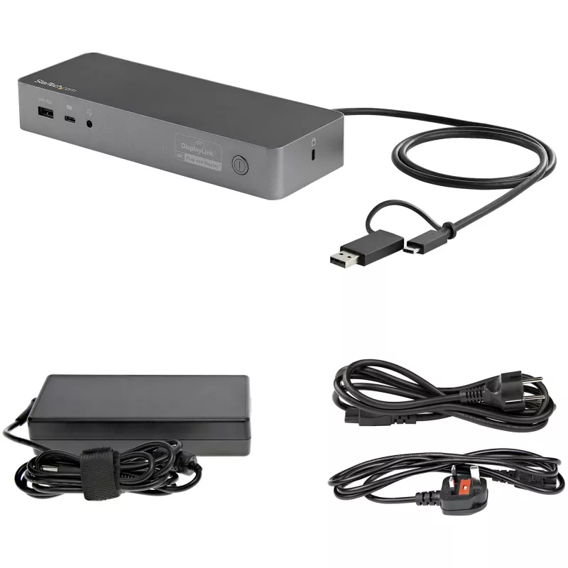 StarTech.com universaalne sülearvuti dokkimisjaam, hübriidne USB-C ja USB-A dokk, kahe 4K DP ja HDMI, 100W PD, Mac / Windows / Chrome OS, 4x USB 5Gbps jaotur, GbE