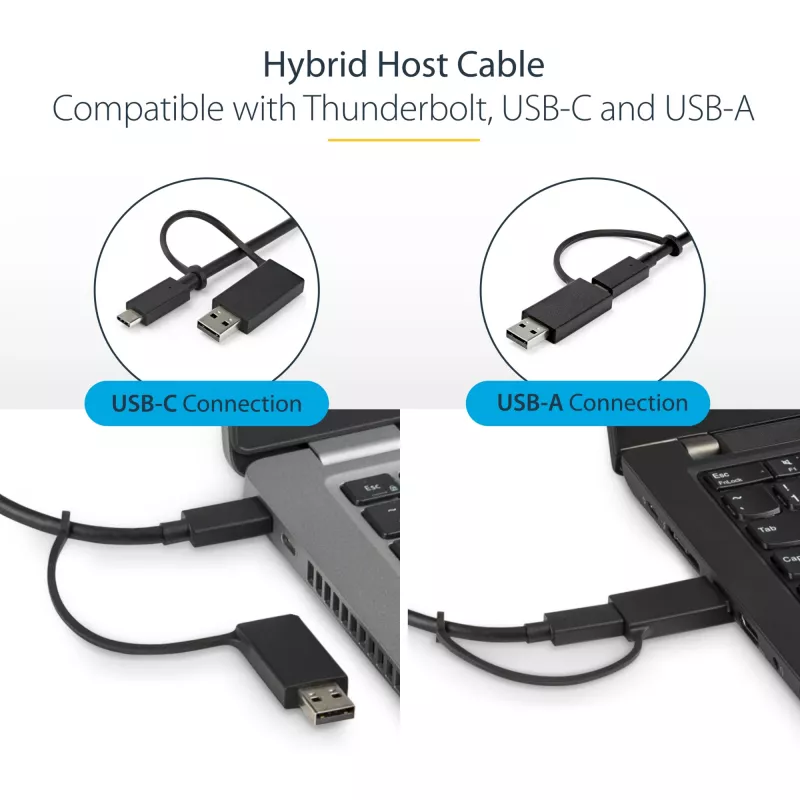 StarTech.com universaalne sülearvuti dokkimisjaam, hübriidne USB-C ja USB-A dokk, kahe 4K DP ja HDMI, 100W PD, Mac / Windows / Chrome OS, 4x USB 5Gbps jaotur, GbE