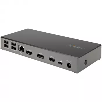 StarTech.com USB-C dokk - kolmekordne 4K monitor USB USB-C dokkimisjaam - 100 W toiteedastus - DP 1.4 Alt Mode ja DSC, 2x DisplayPort 1.4/HDMI 2.0 - 6x USB (2x 10 Gbit/s) - Windows/Chrome