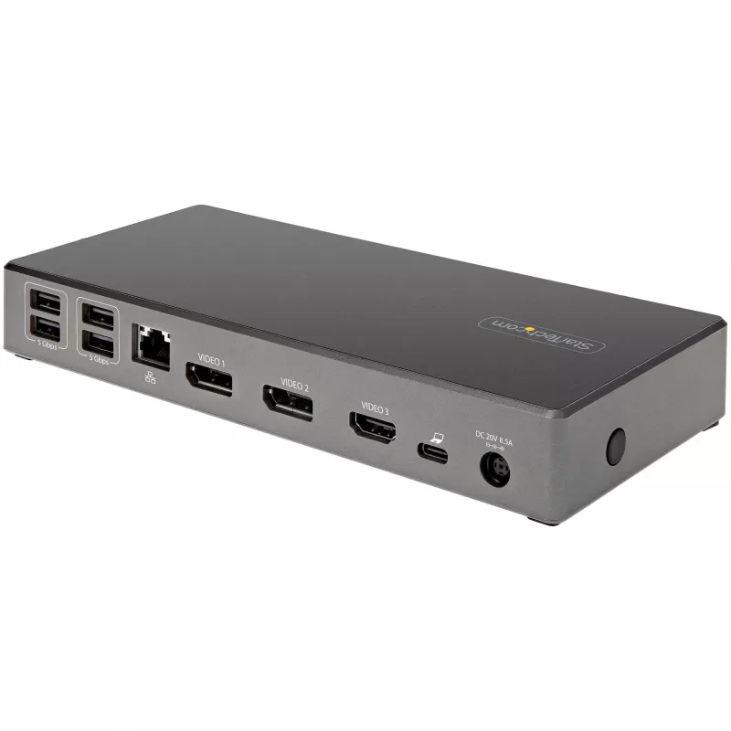 StarTech.com USB-C dokk - kolmekordne 4K monitor USB USB-C dokkimisjaam - 100 W toiteedastus - DP 1.4 Alt Mode ja DSC, 2x DisplayPort 1.4/HDMI 2.0 - 6x USB (2x 10 Gbit/s) - Windows/Chrome