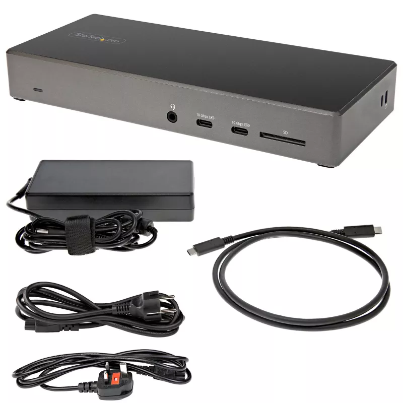 StarTech.com USB-C dokk - kolmekordne 4K monitor USB USB-C dokkimisjaam - 100 W toiteedastus - DP 1.4 Alt Mode ja DSC, 2x DisplayPort 1.4/HDMI 2.0 - 6x USB (2x 10 Gbit/s) - Windows/Chrome