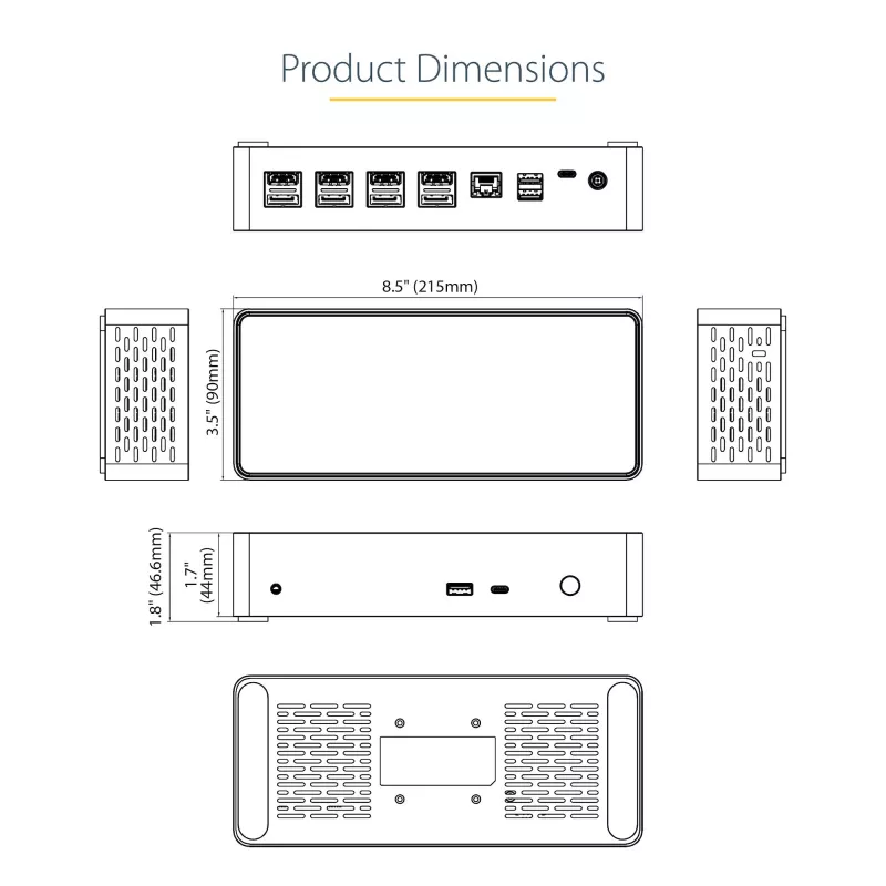 StarTech.com USB C dokk - 4K 60Hz nelja monitori DisplayPort ja HDMI - universaalne USB-C dokkimisjaam 100W toiteedastusega - USB jaotur 1x USB USB-C ja 3x USB-A, Ethernet, heli