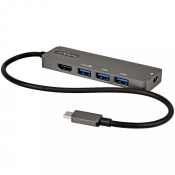 StarTech.com USB-C multiliidese adapter - USB-C HDMI 2.0b 4K 60Hz (HDR10), 100W Power Delivery läbipääs, 4-pordiline USB 3.0 jaotur - USB-C tüüpi minidokk - 12-tolline (30 cm) pikk ühendatud kaabel